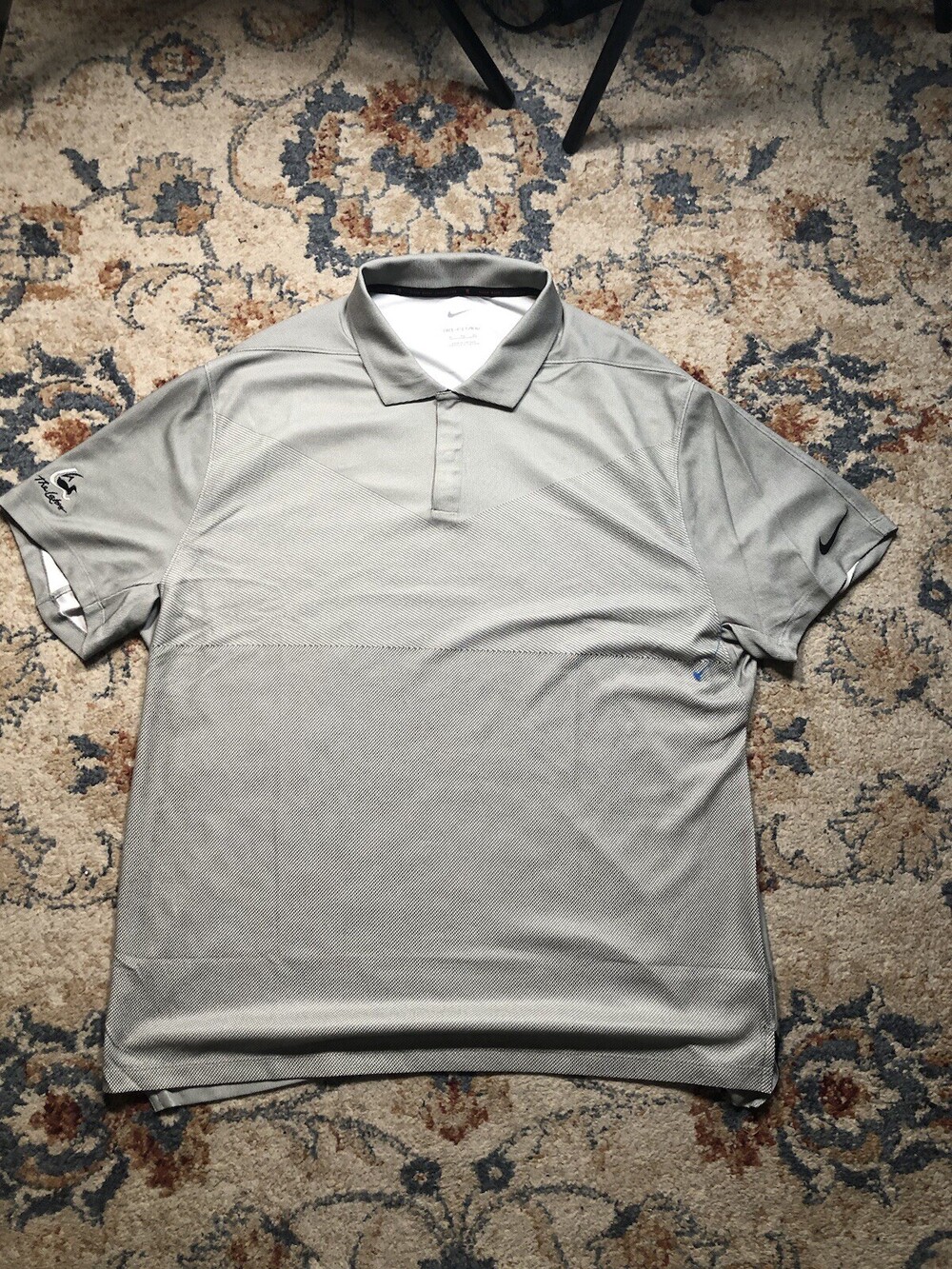 Nike Golf Tiger Woods Collection Gray Geometric Collar Polo Mens XL